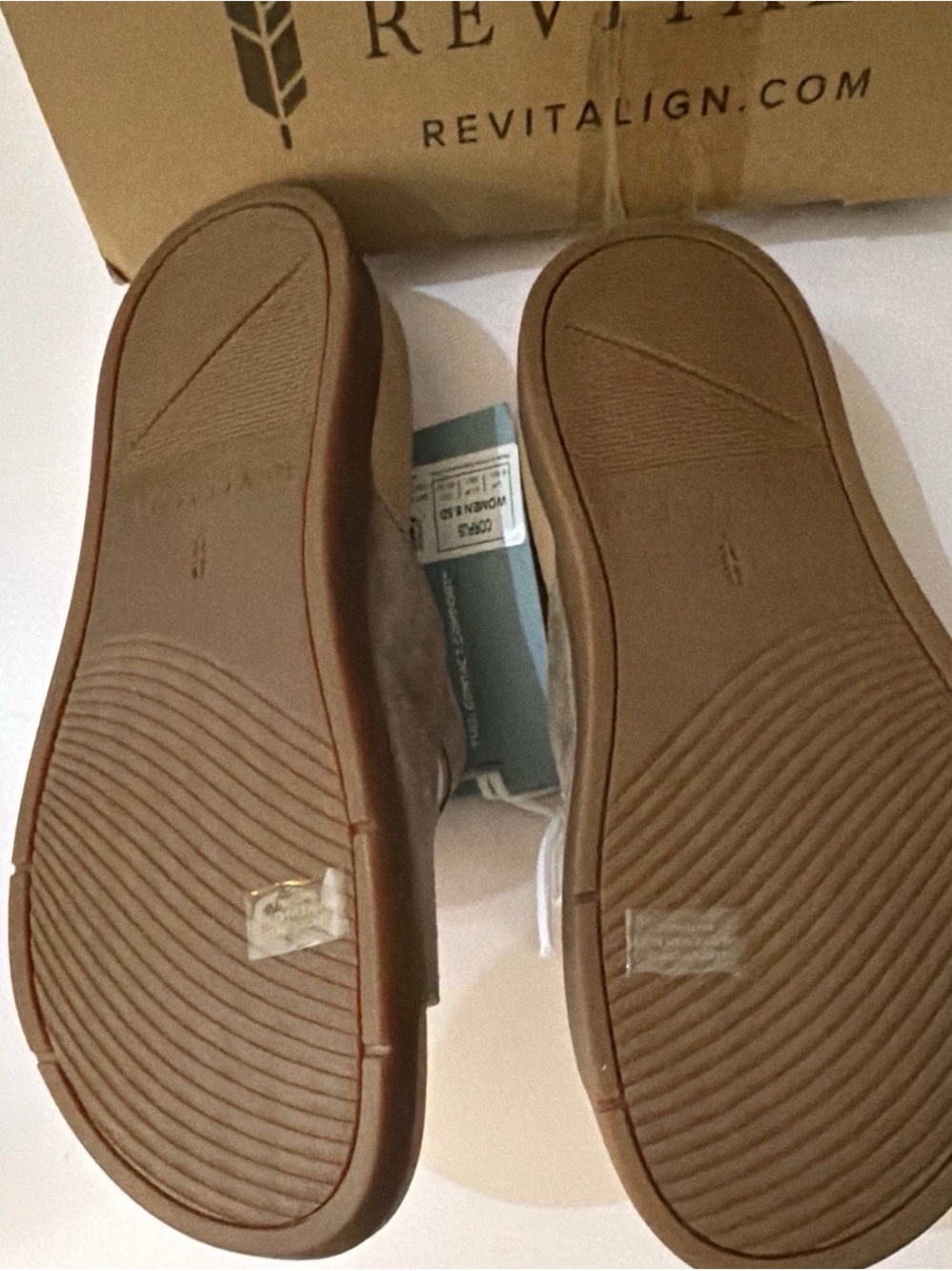 REVITALIGN Fossil Taupe Suede Slide Sandals - Picture 3 of 4